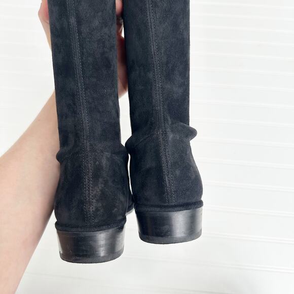 Stuart Weitzman Lowland Black Suede Over-the-Knee Boots Flat 1” Heel 7 - Picture 10 of 11